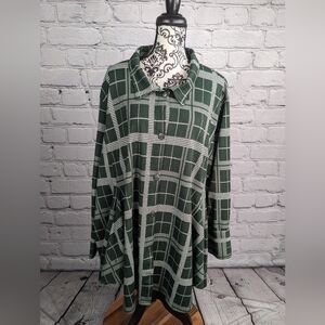 Attitudes womens long sleeve stretch check print button shirt pockets sz 4x bb20